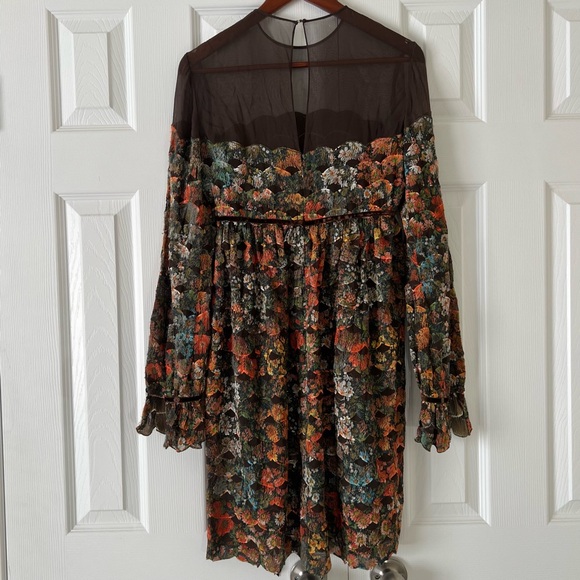 Authentic 1960s Vintage Mignon Paris New York Brand Floral Embroidered Dress - Picture 2 of 8